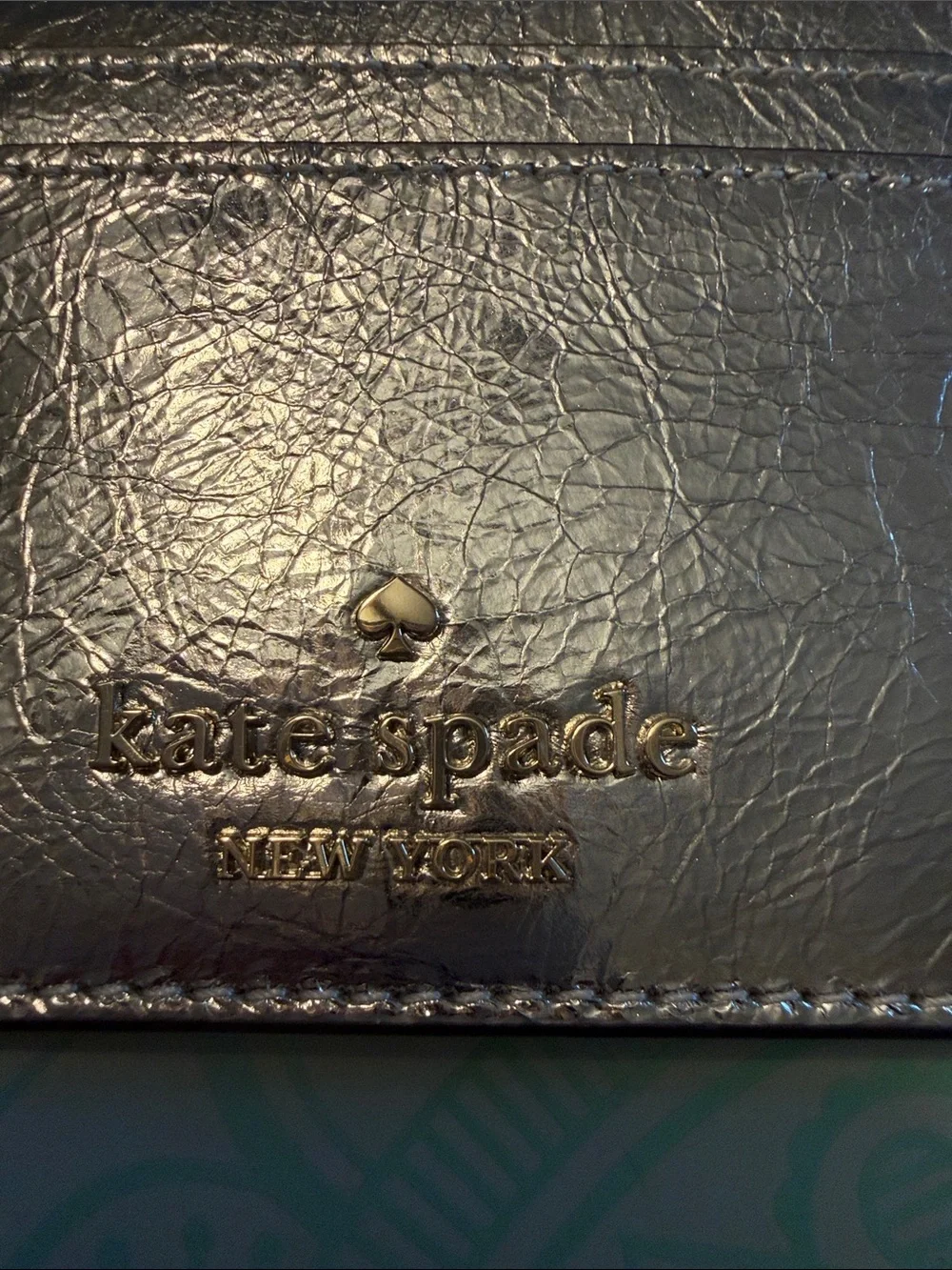 kate spade Metallic Silver Slim Card Case